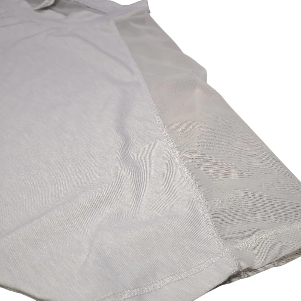 Athleta Mesh Shoulder Active Tee Gray White Workout Top Small - Picture 6 of 14